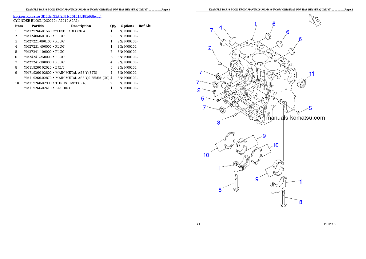 Protected: 3D68E-N3A S/N N00101-UP Partsbook