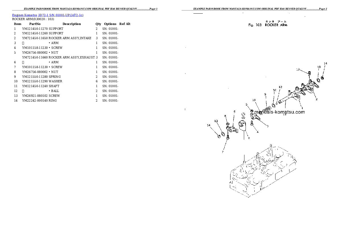 3D72-1 S/N 01001-UP Partsbook