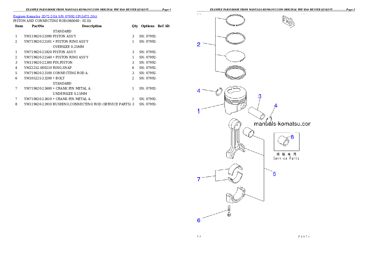 Protected: 3D72-2GA S/N 07992-UP Partsbook