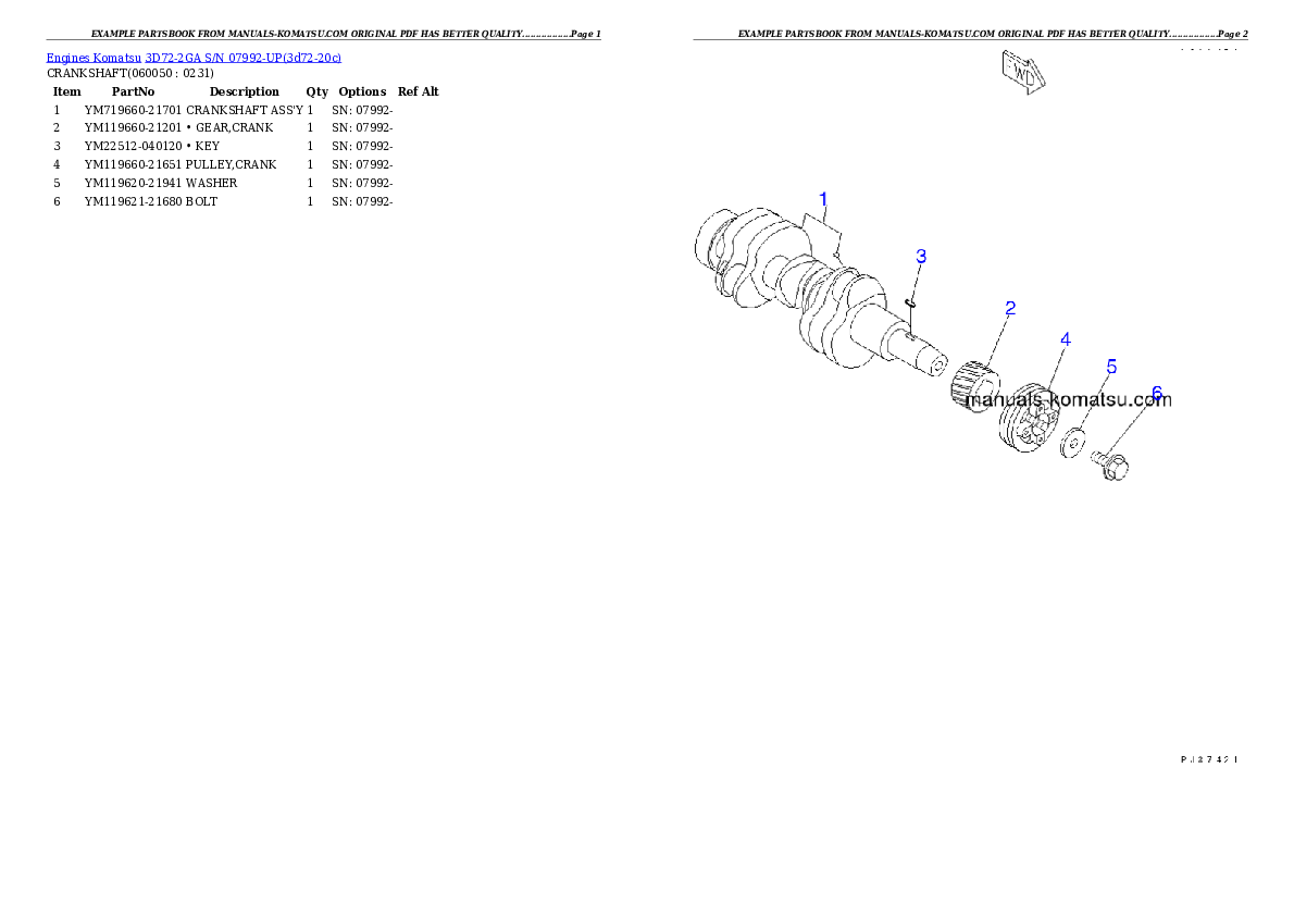 Protected: 3D72-2GA S/N 07992-UP Partsbook