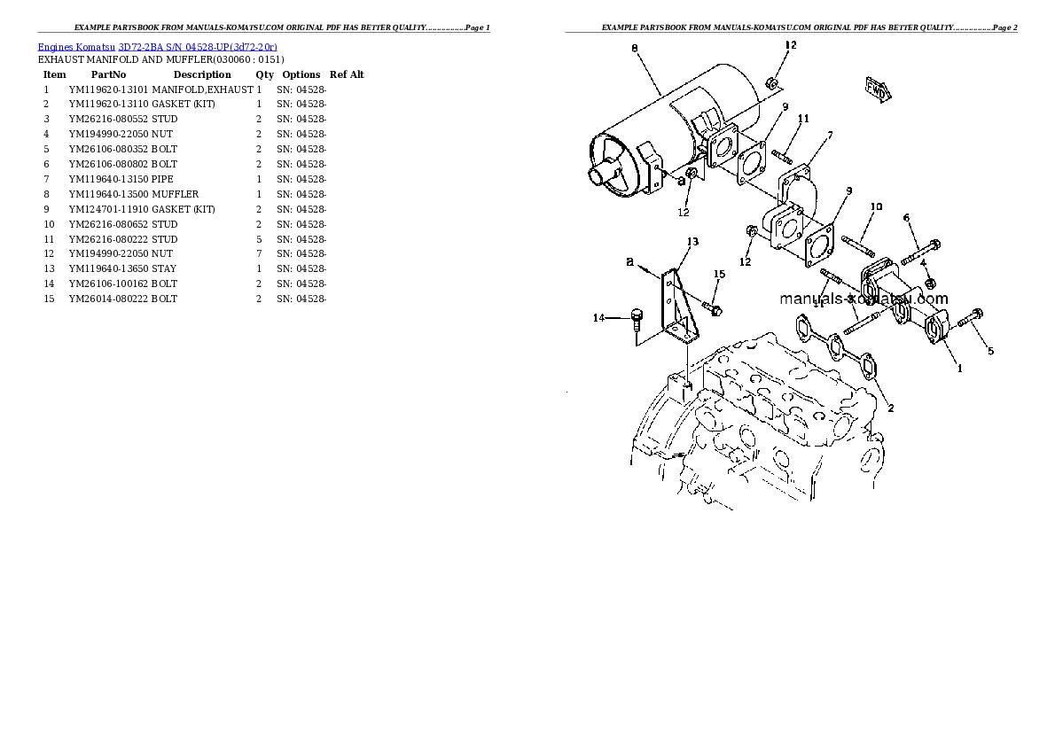 Protected: 3D72-2BA S/N 04528-UP Partsbook