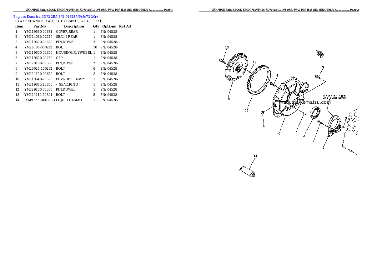 Protected: 3D72-2BA S/N 04528-UP Partsbook