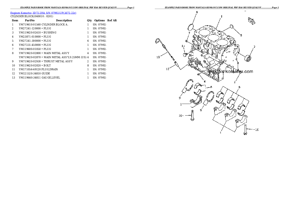 Protected: 3D72-2HA S/N 07992-UP Partsbook