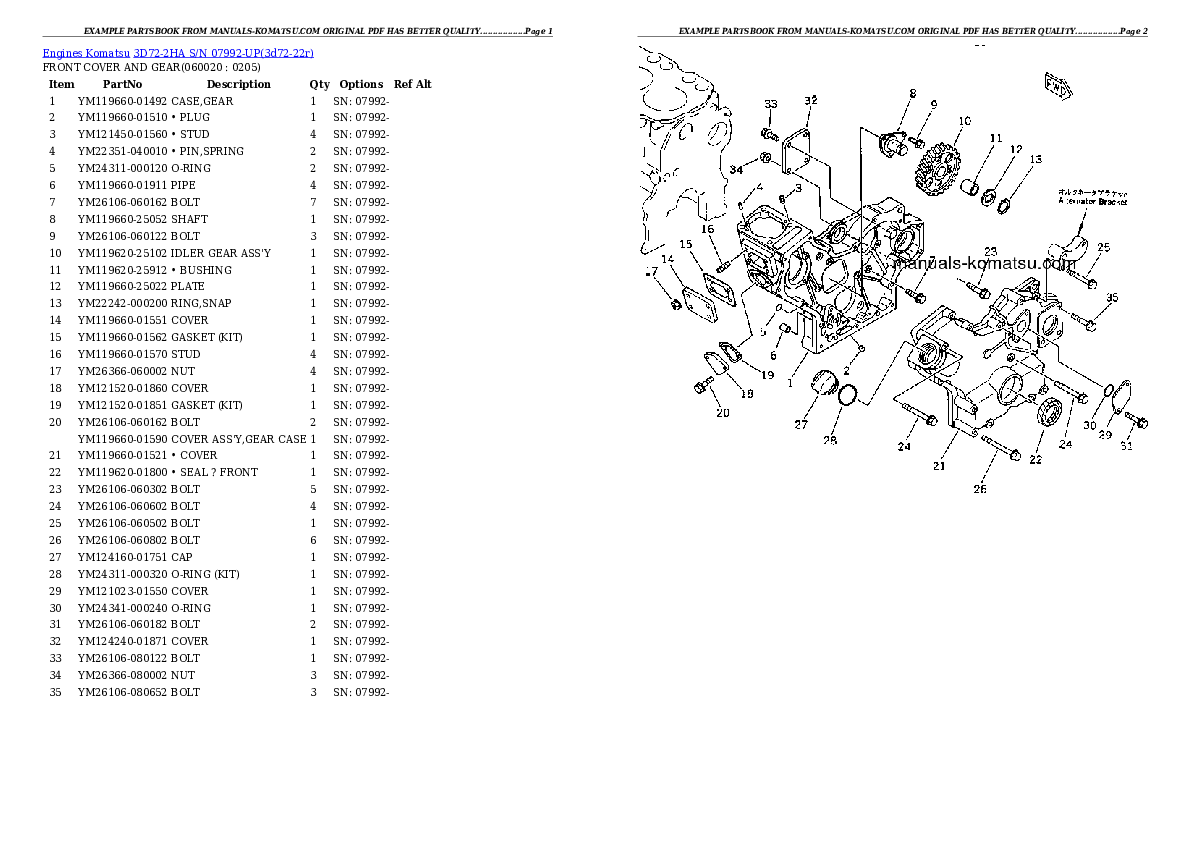 Protected: 3D72-2HA S/N 07992-UP Partsbook