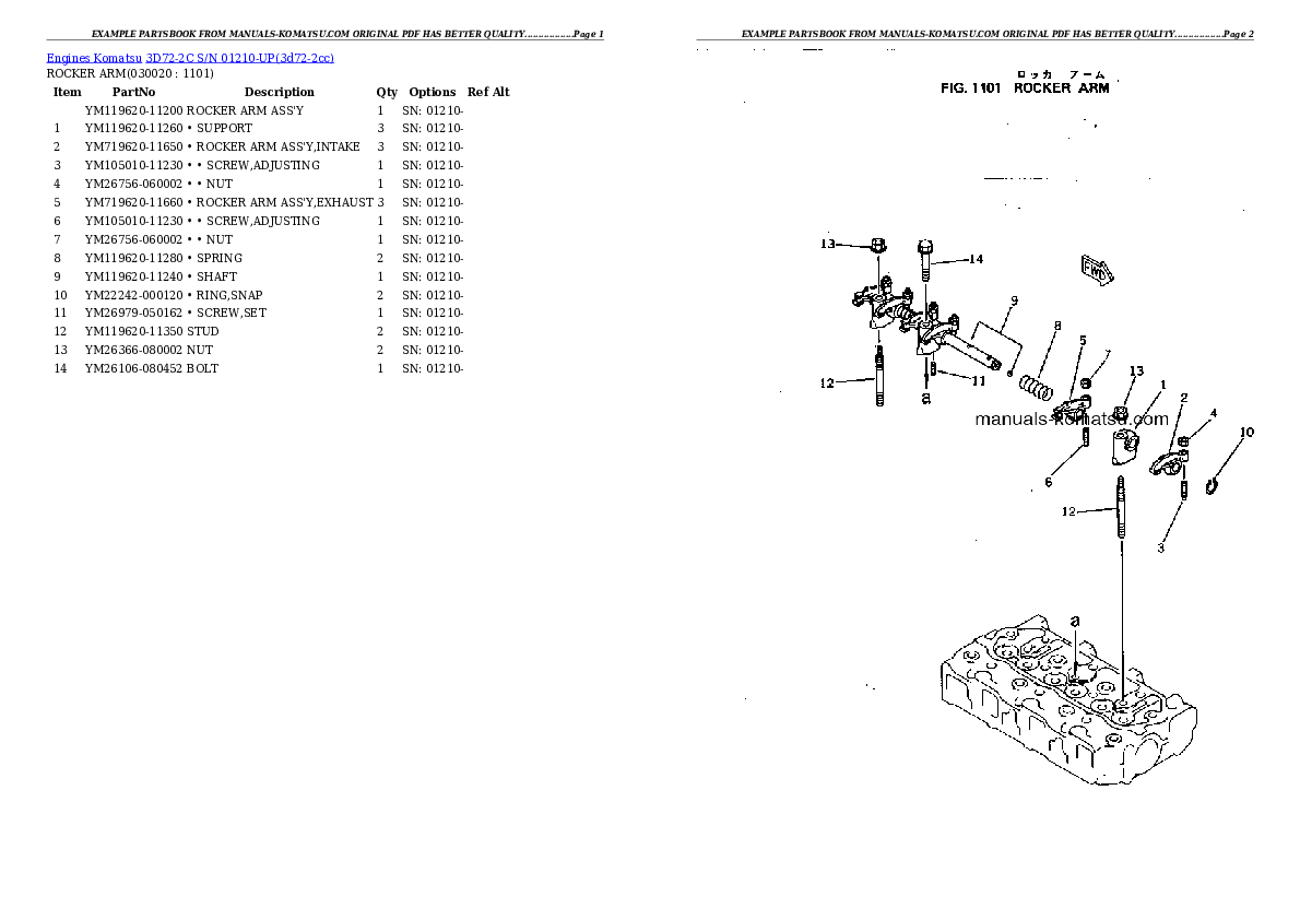 3D72-2C S/N 01210-UP Partsbook