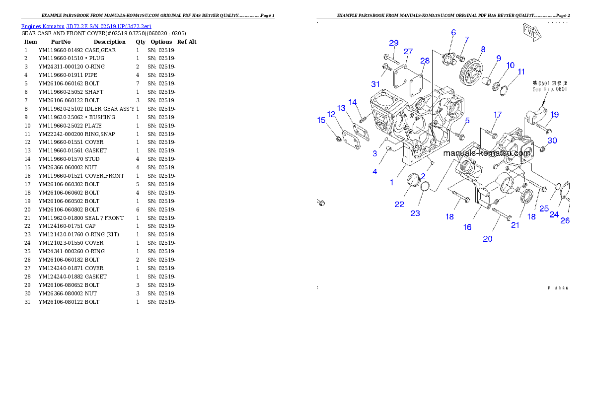 Protected: 3D72-2E S/N 02519-UP Partsbook