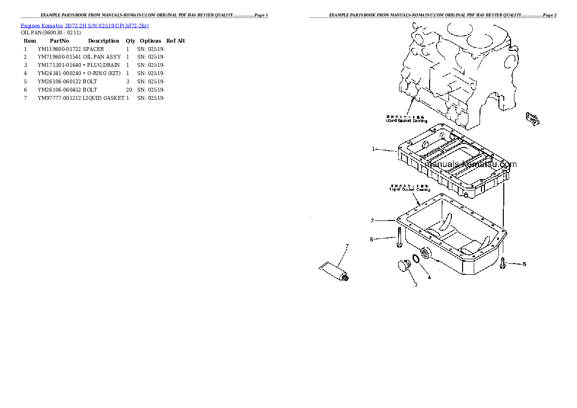 Protected: 3D72-2H S/N 02519-UP Partsbook