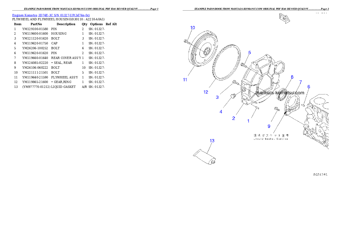 Protected: 3D74E-3C S/N 01327-UP Partsbook