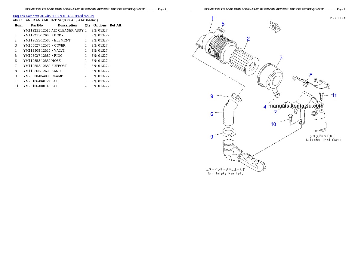 Protected: 3D74E-3C S/N 01327-UP Partsbook