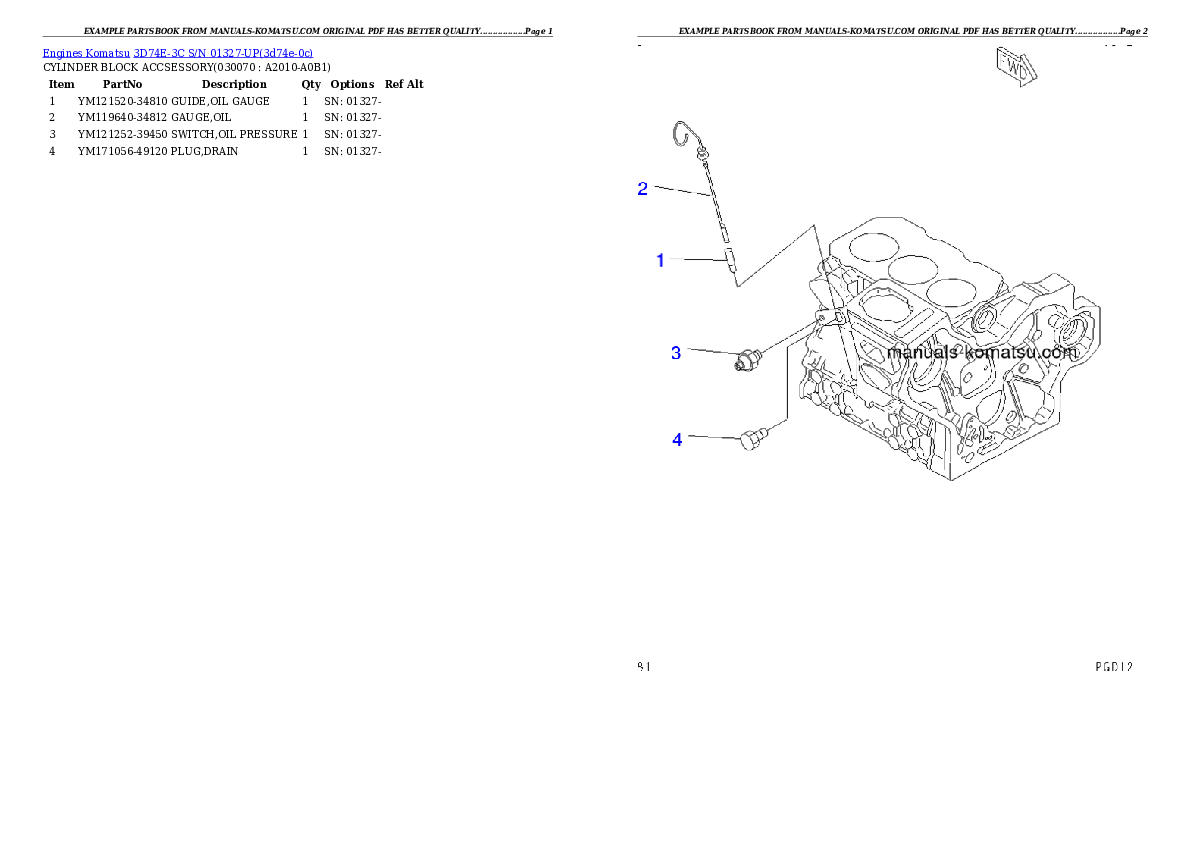 Protected: 3D74E-3C S/N 01327-UP Partsbook