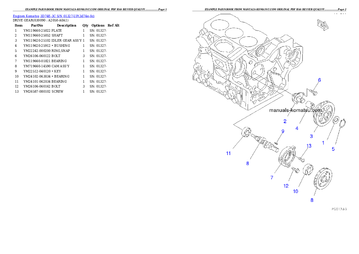 Protected: 3D74E-3C S/N 01327-UP Partsbook