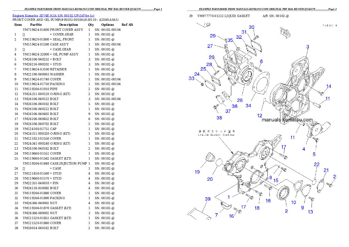 Protected: 3D74E-N3A S/N 00102-UP Partsbook
