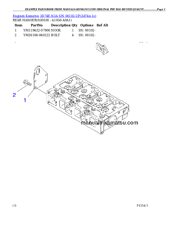 3D74E-N3A S/N 00102-UP Partsbook