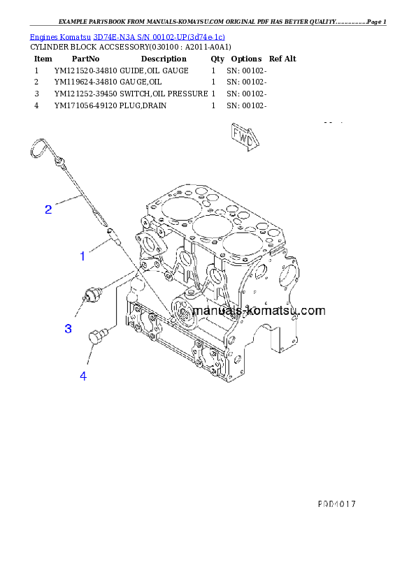 Protected: 3D74E-N3A S/N 00102-UP Partsbook
