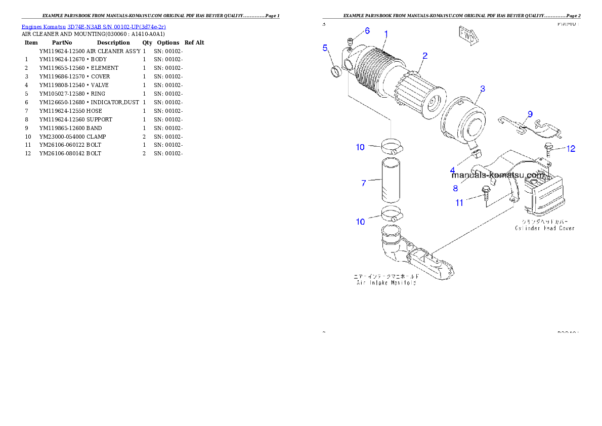 Protected: 3D74E-N3AB S/N 00102-UP Partsbook