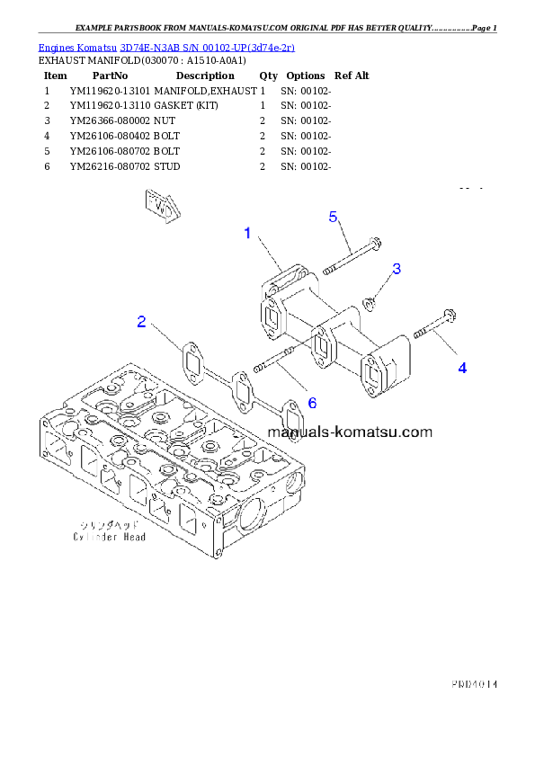 Protected: 3D74E-N3AB S/N 00102-UP Partsbook