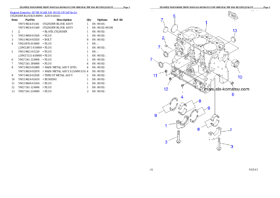Protected: 3D74E-N3AB S/N 00102-UP Partsbook