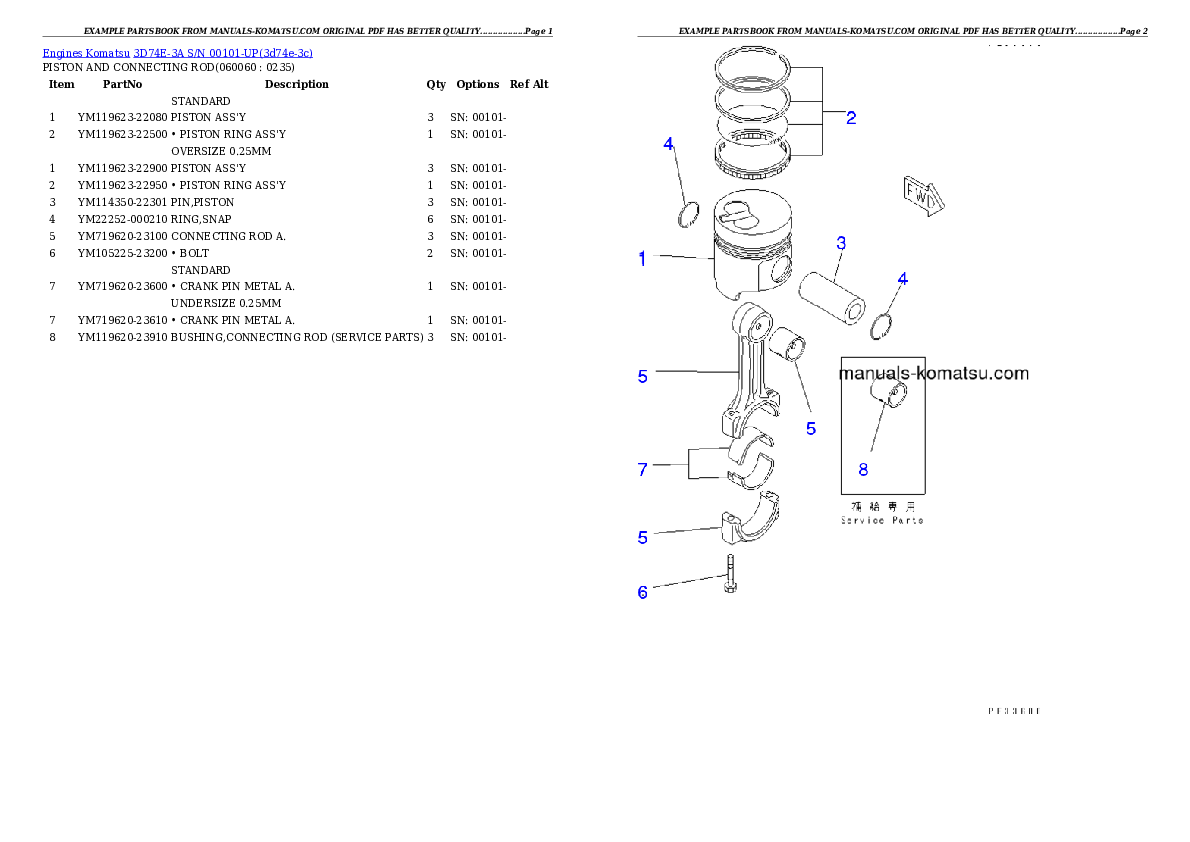Protected: 3D74E-3A S/N 00101-UP Partsbook