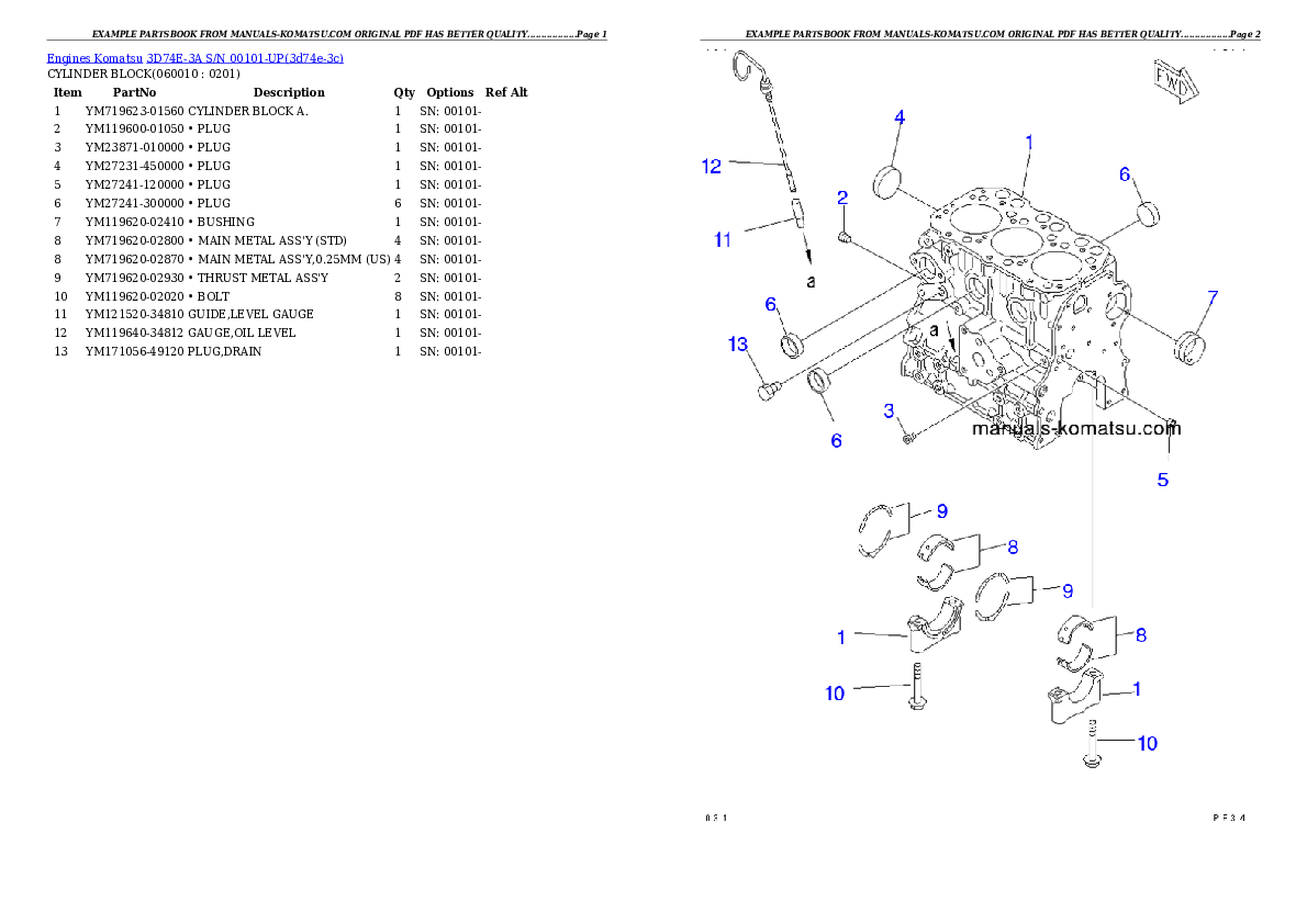 Protected: 3D74E-3A S/N 00101-UP Partsbook