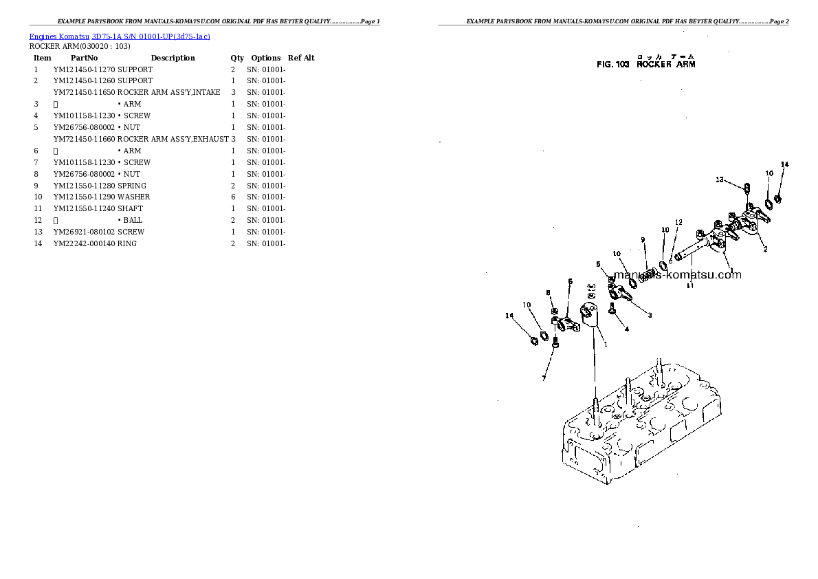 3D75-1A S/N 01001-UP Partsbook