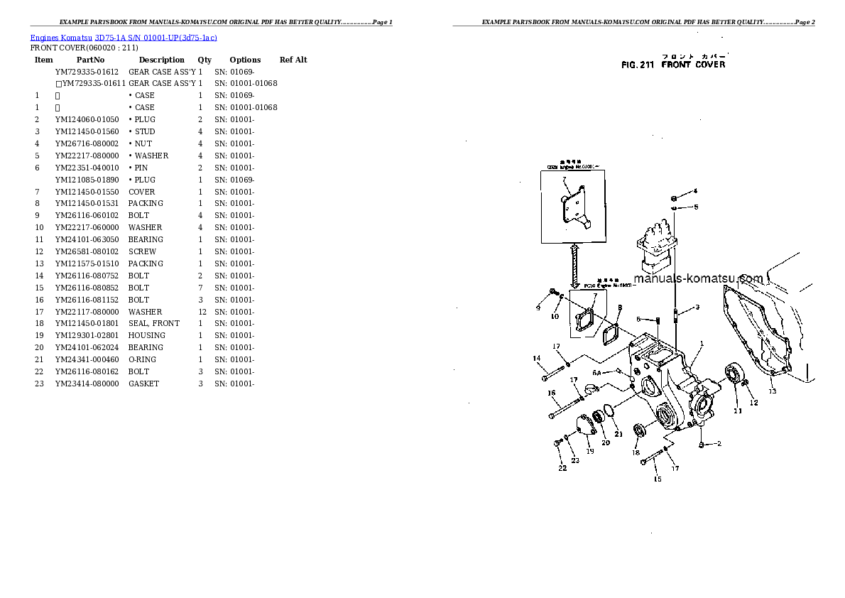 Protected: 3D75-1A S/N 01001-UP Partsbook