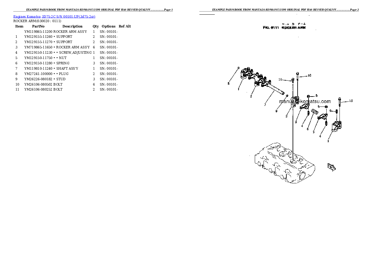 3D75-2C S/N 00101-UP Partsbook