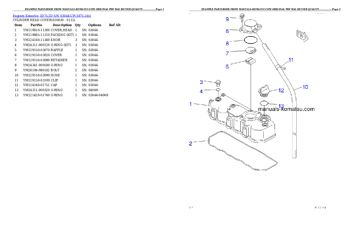 3D75-2D S/N 03044-UP Partsbook