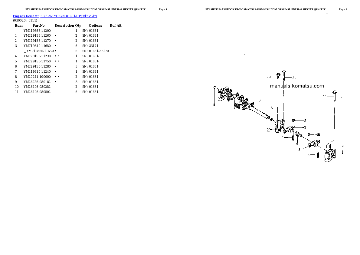 3D75N-1YC S/N 01661-UP Partsbook