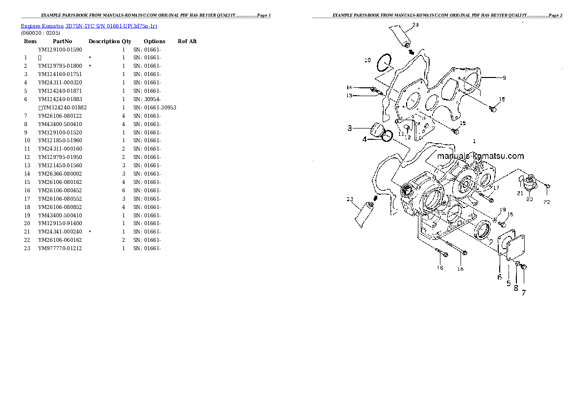 Protected: 3D75N-1YC S/N 01661-UP Partsbook