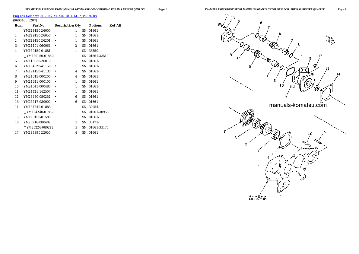 Protected: 3D75N-1YC S/N 01661-UP Partsbook