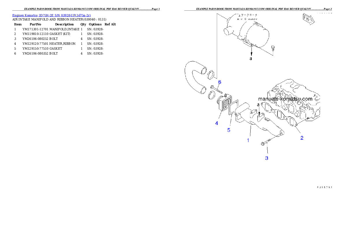 Protected: 3D75N-2E S/N 03928-UP Partsbook