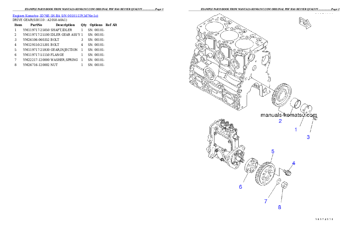 Protected: 3D76E-5N-BA S/N 00101-UP Partsbook