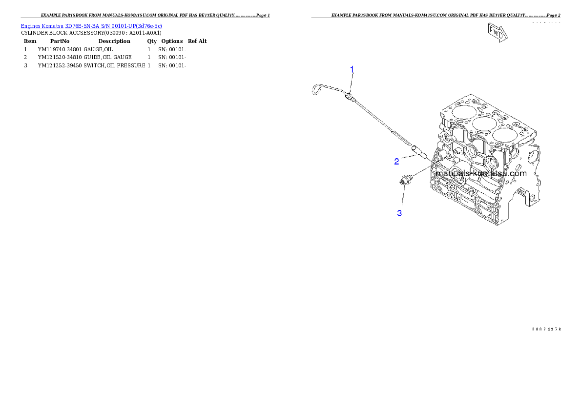 Protected: 3D76E-5N-BA S/N 00101-UP Partsbook