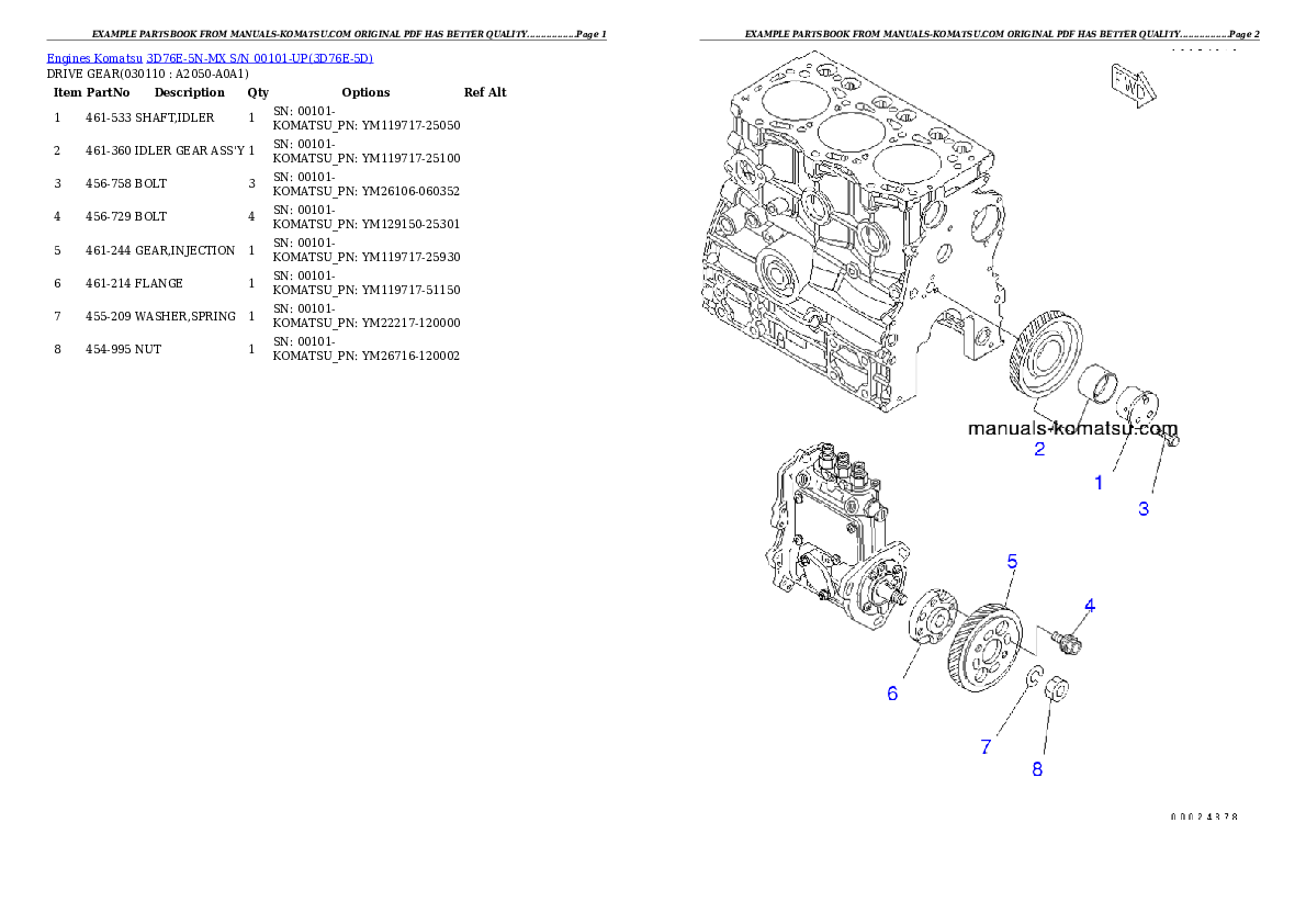Protected: 3D76E-5N-MX S/N 00101-UP Partsbook