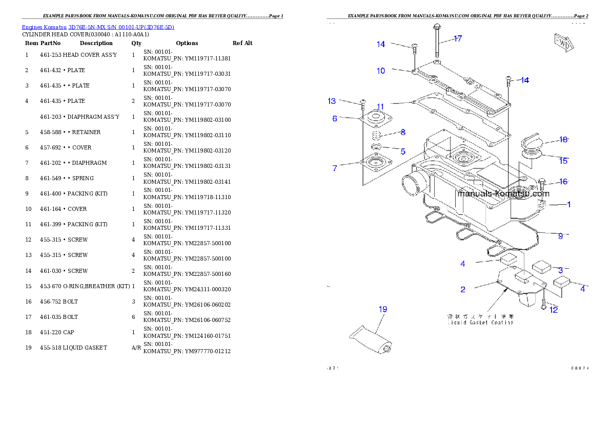 Protected: 3D76E-5N-MX S/N 00101-UP Partsbook
