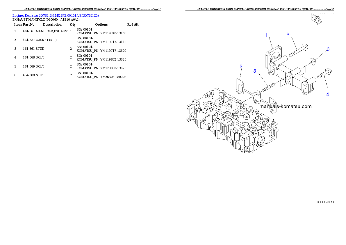 Protected: 3D76E-5N-MX S/N 00101-UP Partsbook