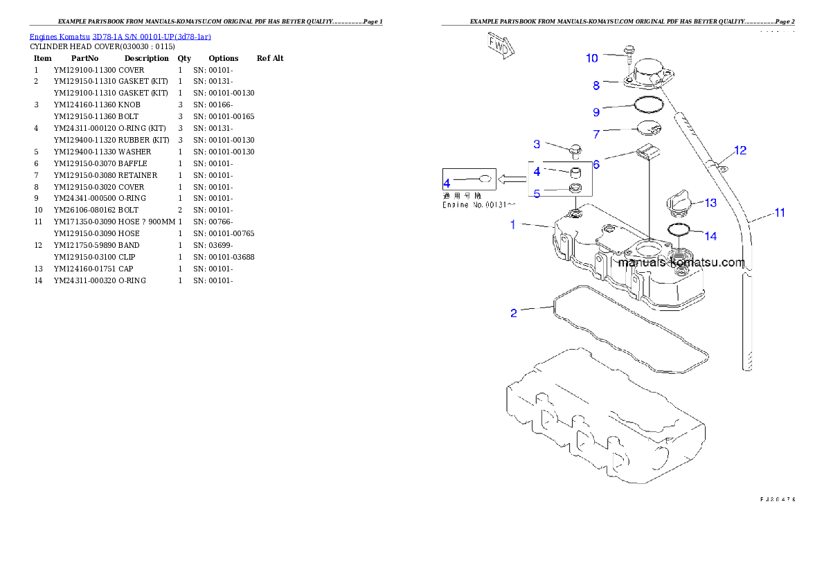 3D78-1A S/N 00101-UP Partsbook