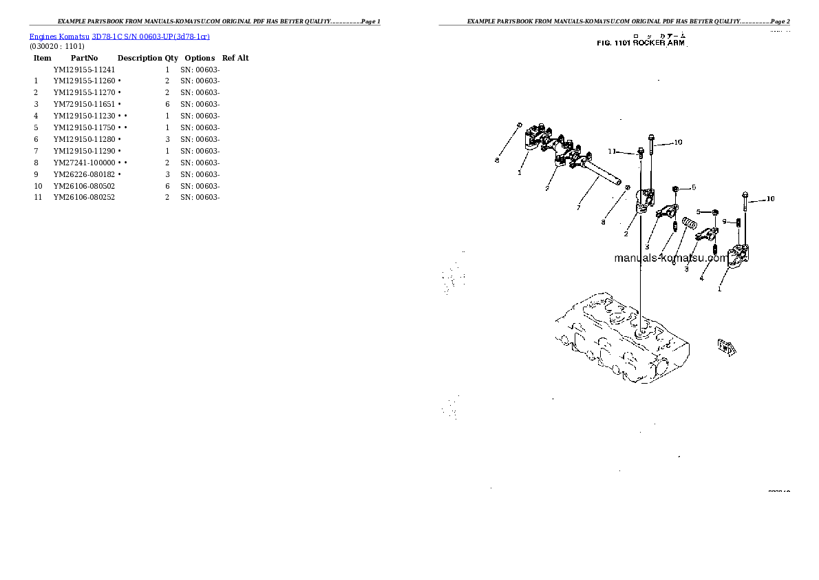 3D78-1C S/N 00603-UP Partsbook