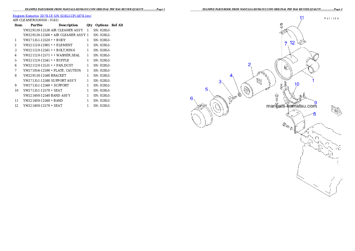 Protected: 3D78-1E S/N 02853-UP Partsbook