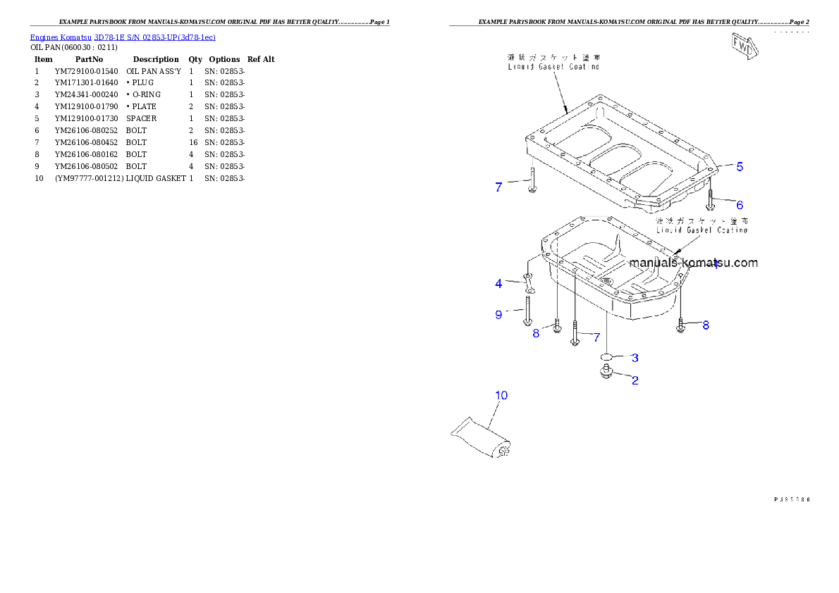 Protected: 3D78-1E S/N 02853-UP Partsbook
