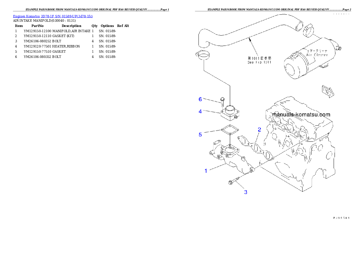 Protected: 3D78-1F S/N 01589-UP Partsbook