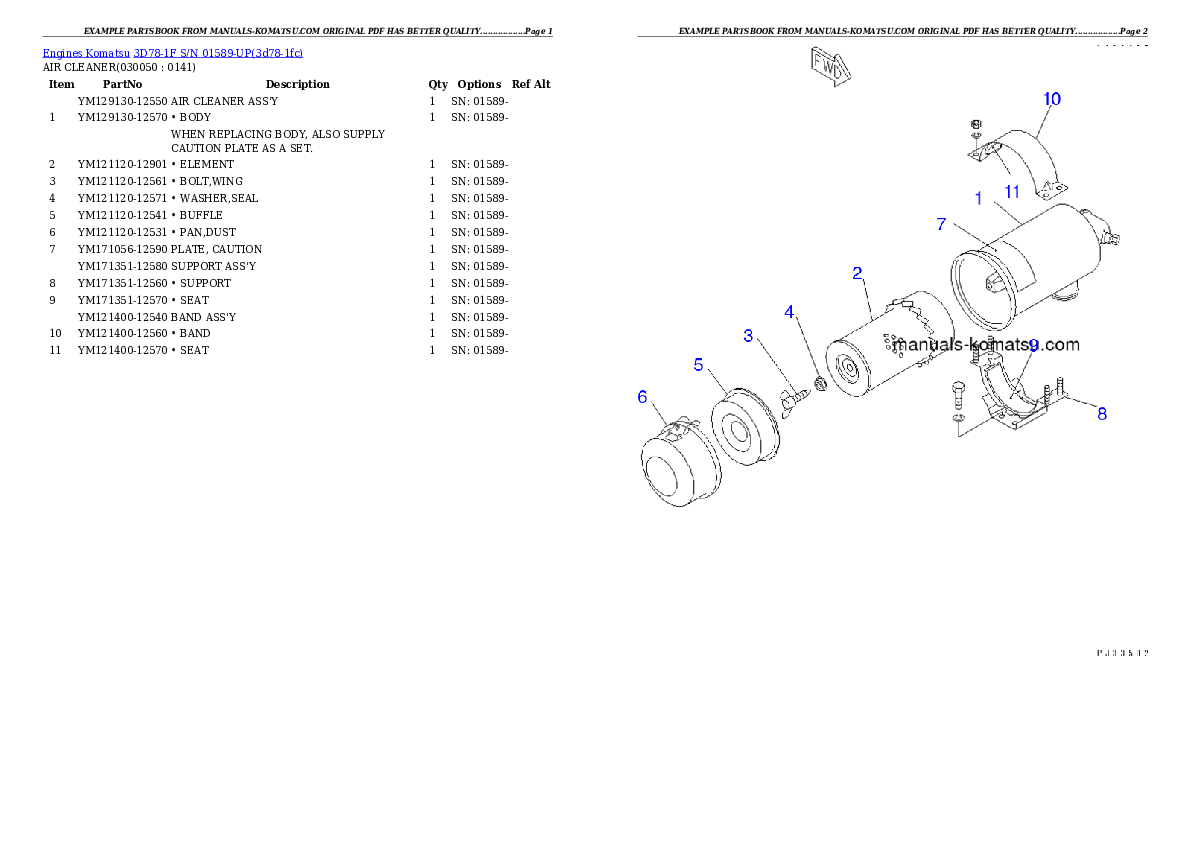 Protected: 3D78-1F S/N 01589-UP Partsbook