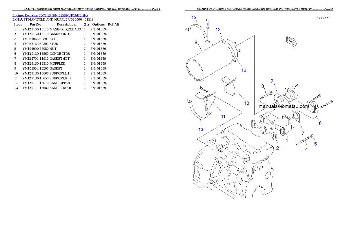 Protected: 3D78-1F S/N 01589-UP Partsbook