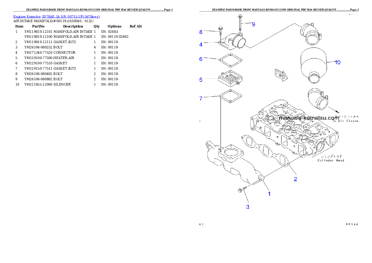 Protected: 3D78AE-3A S/N 00715-UP Partsbook