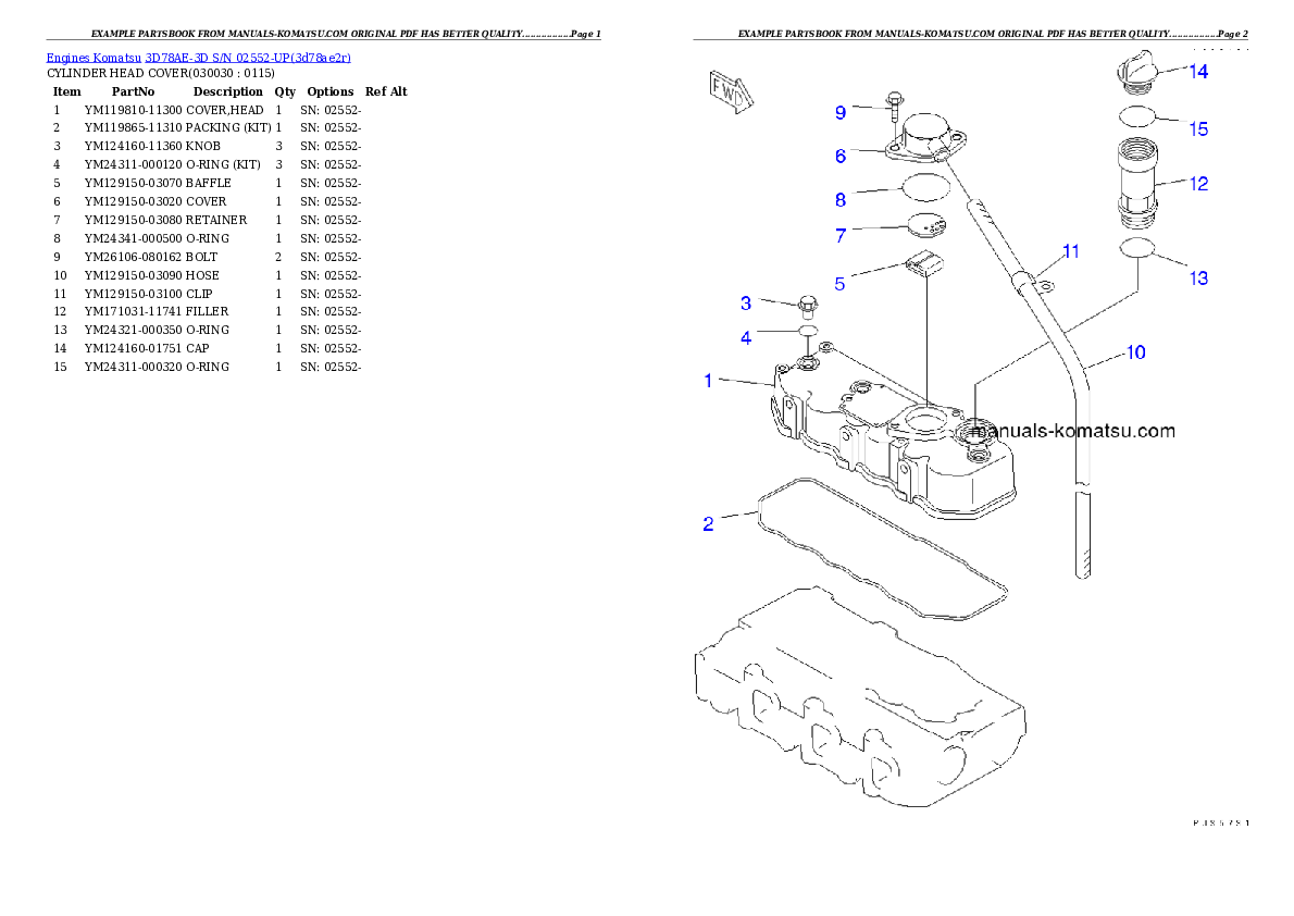 3D78AE-3D S/N 02552-UP Partsbook