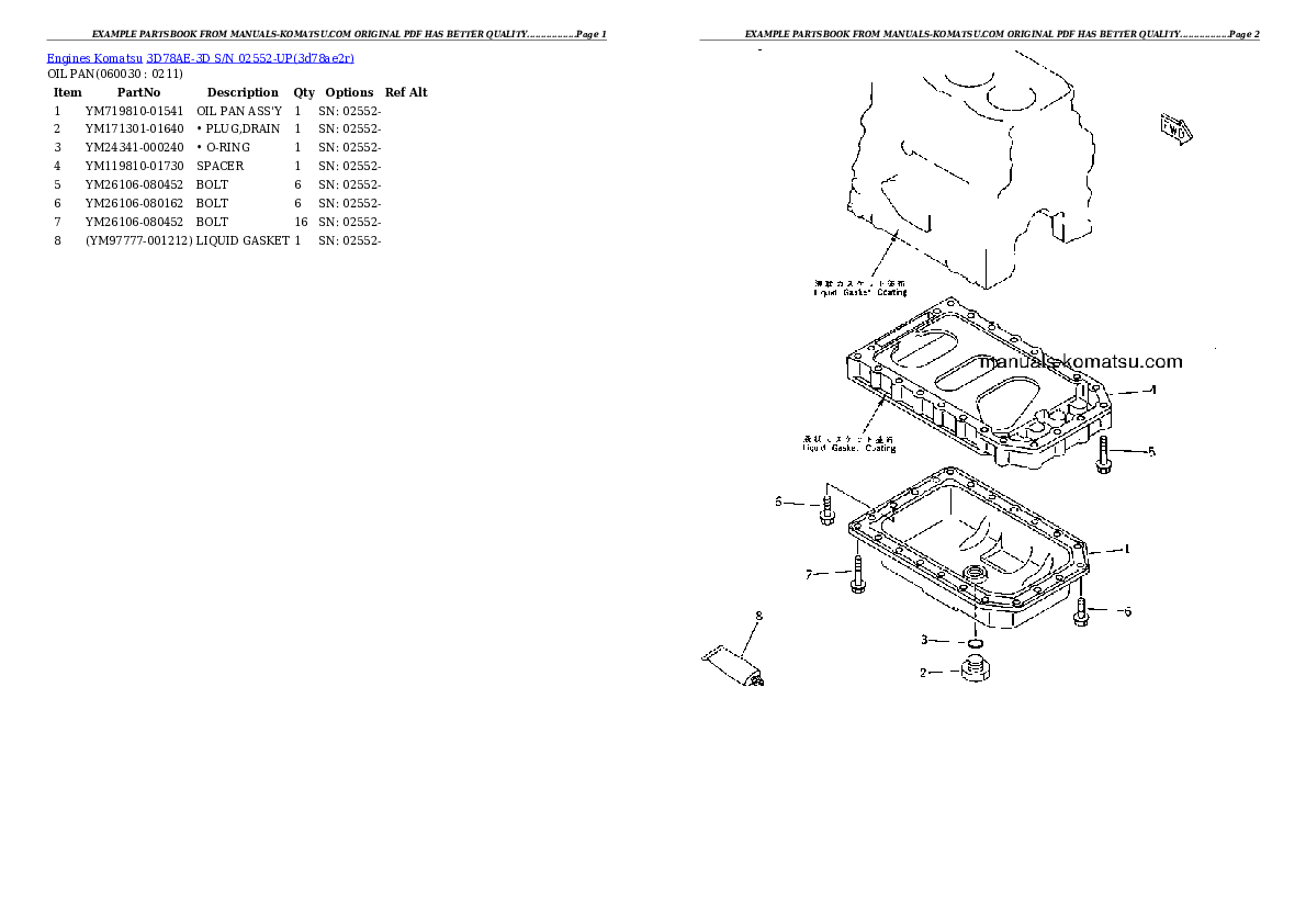 Protected: 3D78AE-3D S/N 02552-UP Partsbook