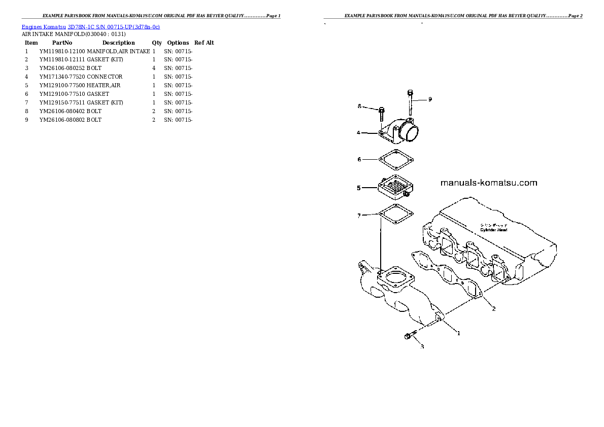 Protected: 3D78N-1C S/N 00715-UP Partsbook