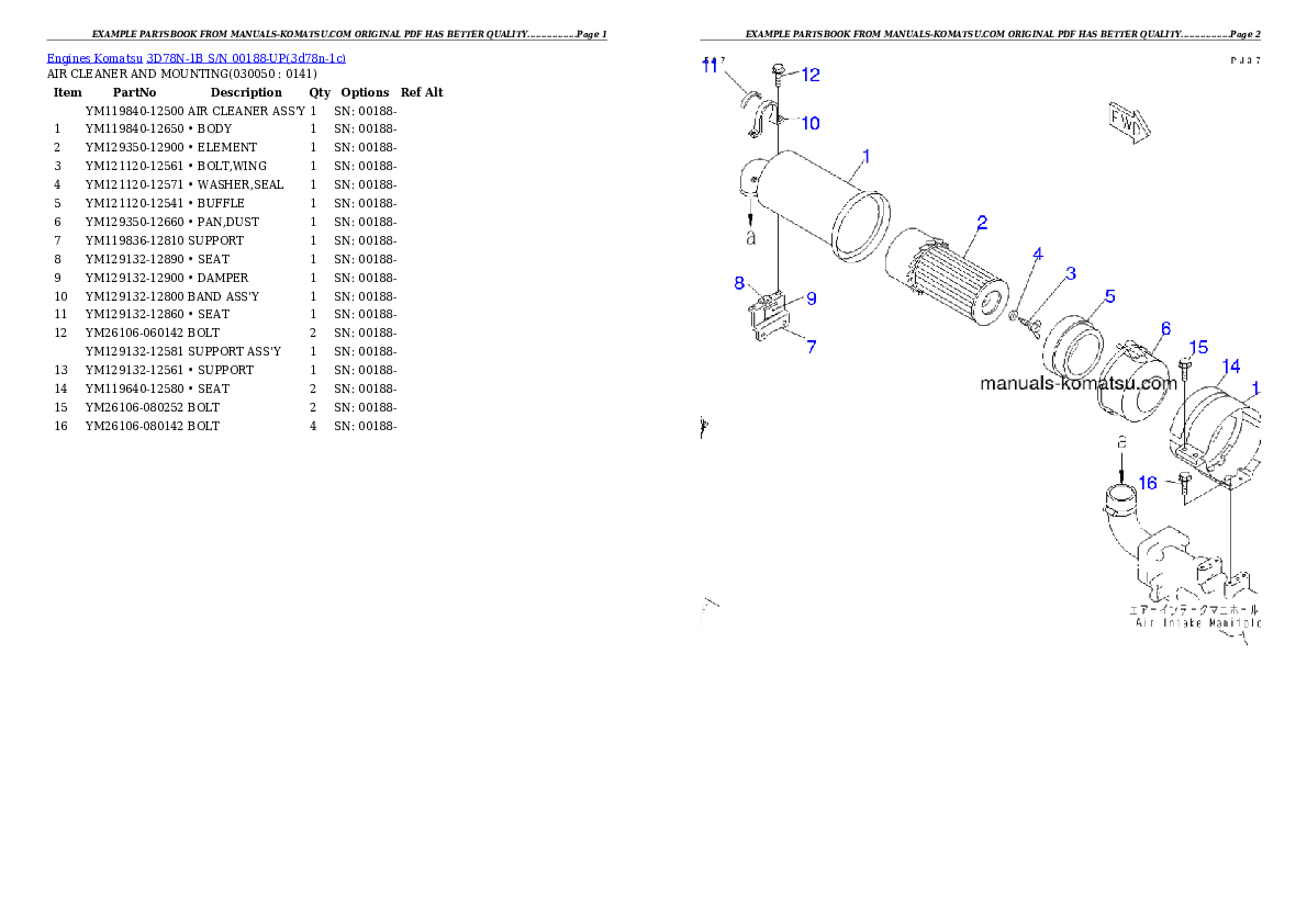Protected: 3D78N-1B S/N 00188-UP Partsbook