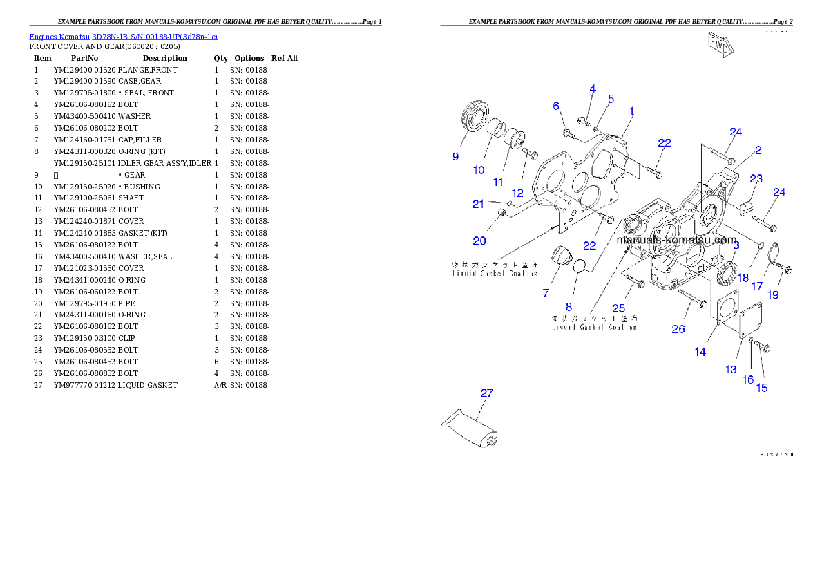 Protected: 3D78N-1B S/N 00188-UP Partsbook