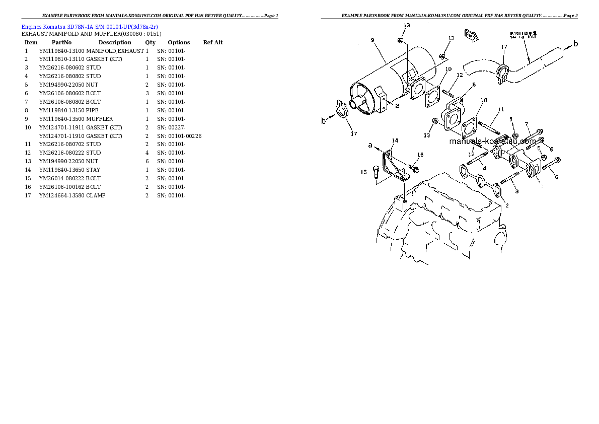 Protected: 3D78N-1A S/N 00101-UP Partsbook